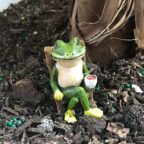 Toilet Thinking Frog Statue Gemmia Fairy Garden Miniature Frog Figurine 