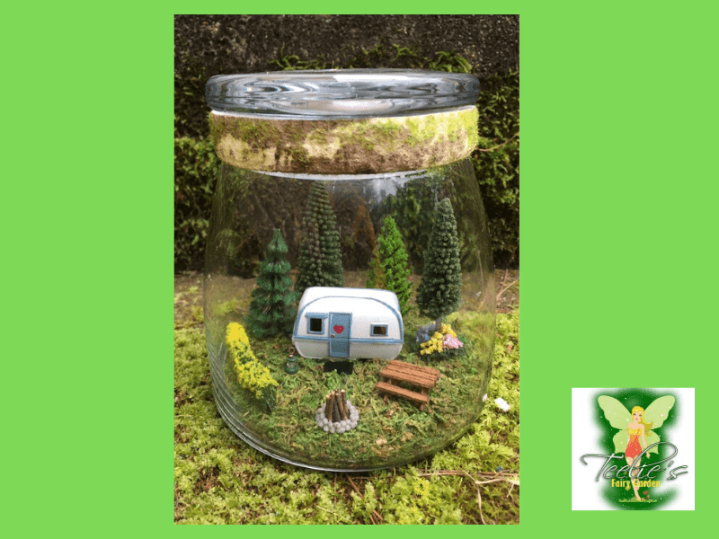 Miniature Camping Fairy Garden in a Dome