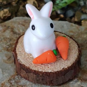 sweet white bunny with yummy carrots