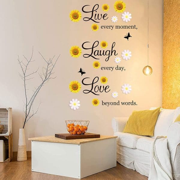 4 sheets inspirational quotes wall decals vinyl sunflower daisy wall stickers
