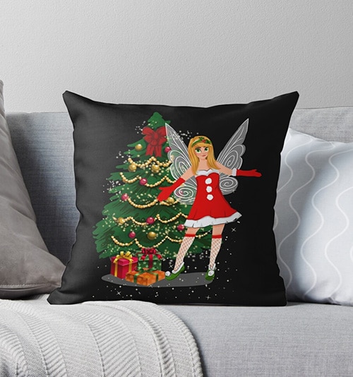 this is holly's magical fairy tale christmas black pillow