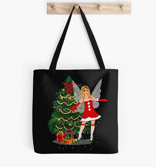 this is holly's magical fairy tale christmas black tote bag
