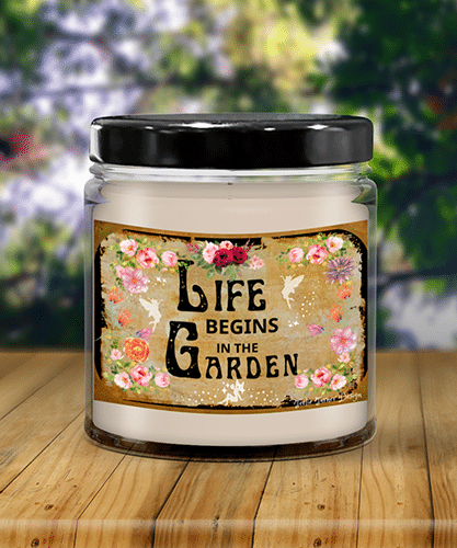 life begins in the garden candle